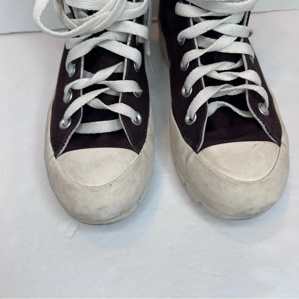 Converse kids High-Top Platform Sneakers Brown and White Shoes Size 6